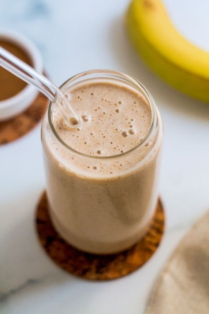 Almond milk smoothie glass
